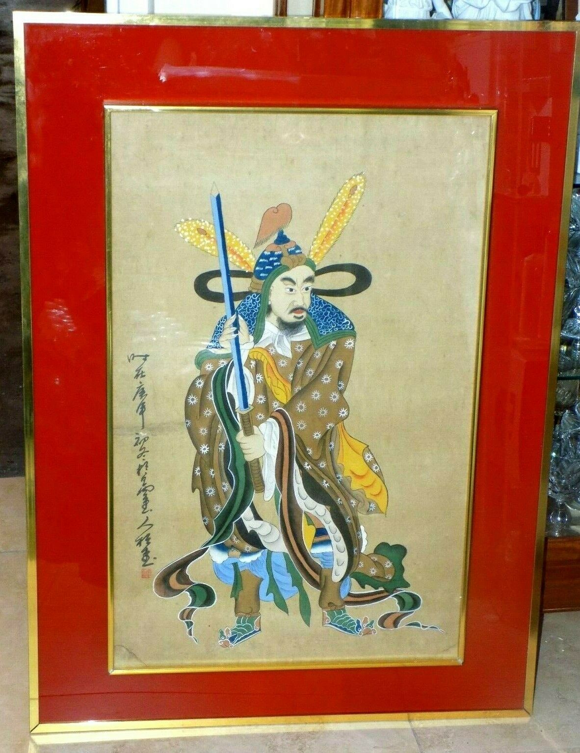 Estate Vintage Rare Greg Copeland Gallery Mid Century Chinese Warrior Painting