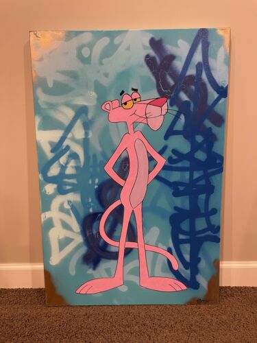 “Greece” Pink Panther Original Painting Pop Art Signed