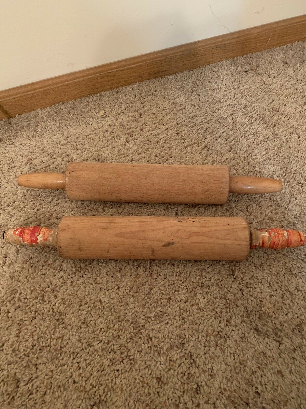 Vintage 2 Rolling Pins. 17” long. Vintage Condition