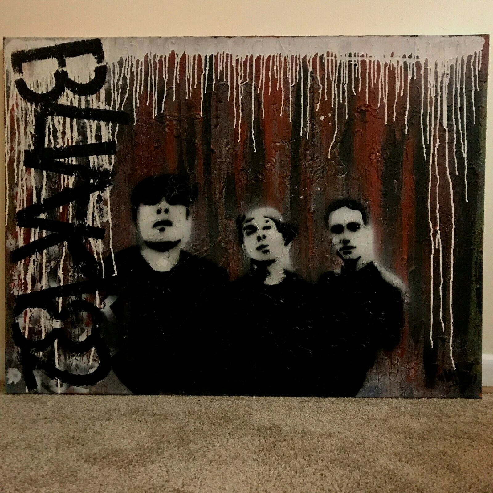 Paul Minutoli (Baltimore) Portrait of Blink 182 Rock Band Oil on Canvas Painting